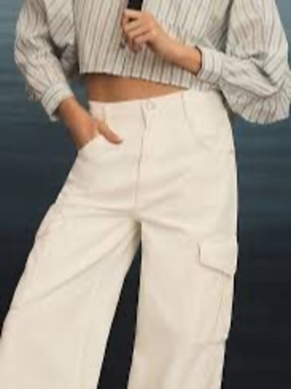 AGOLDE Minka Cargo Pant Wide Leg Pants White Waist 28